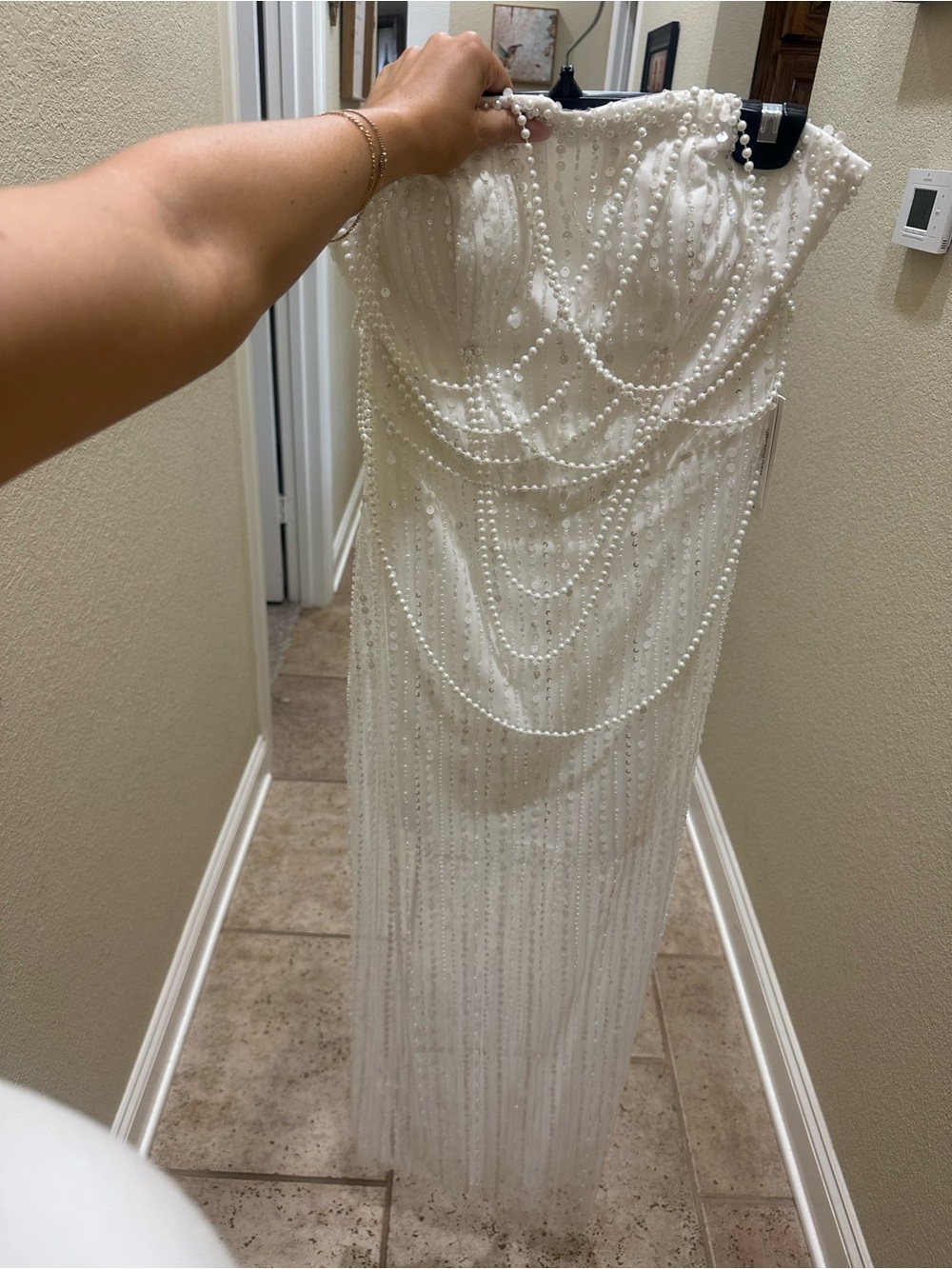 White Sequin Beaded Dress - Picture 5 of 6